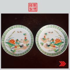 清末时期许顺昌造，满工绿地粉彩凤凰戏牡丹纹大号茶叶罐_旧瓷器_