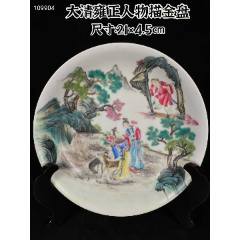 大清乾隆黄珐琅彩描金花鸟双耳葫芦扁瓶尺寸：34.5×19.5cm-彩绘瓷/彩瓷