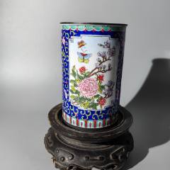 民國銅胎琺瑯彩開窗花卉筆筒包老銅器香爐筆架錢幣鎮(zhèn)尺墨盒銅