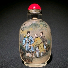 琉璃内画鼻烟壶：-鼻烟壶-7788红宝书