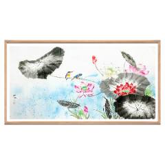 曾爽文，中国台湾画家《五清图》国画书法古玩字画装饰挂画。绢本