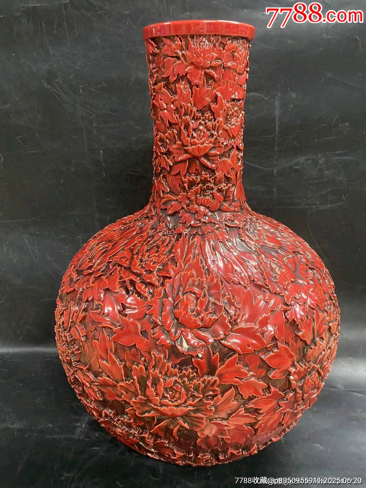 珊瑚红天球瓶_红釉瓷_品种图片_收藏价格_7788核雕收藏