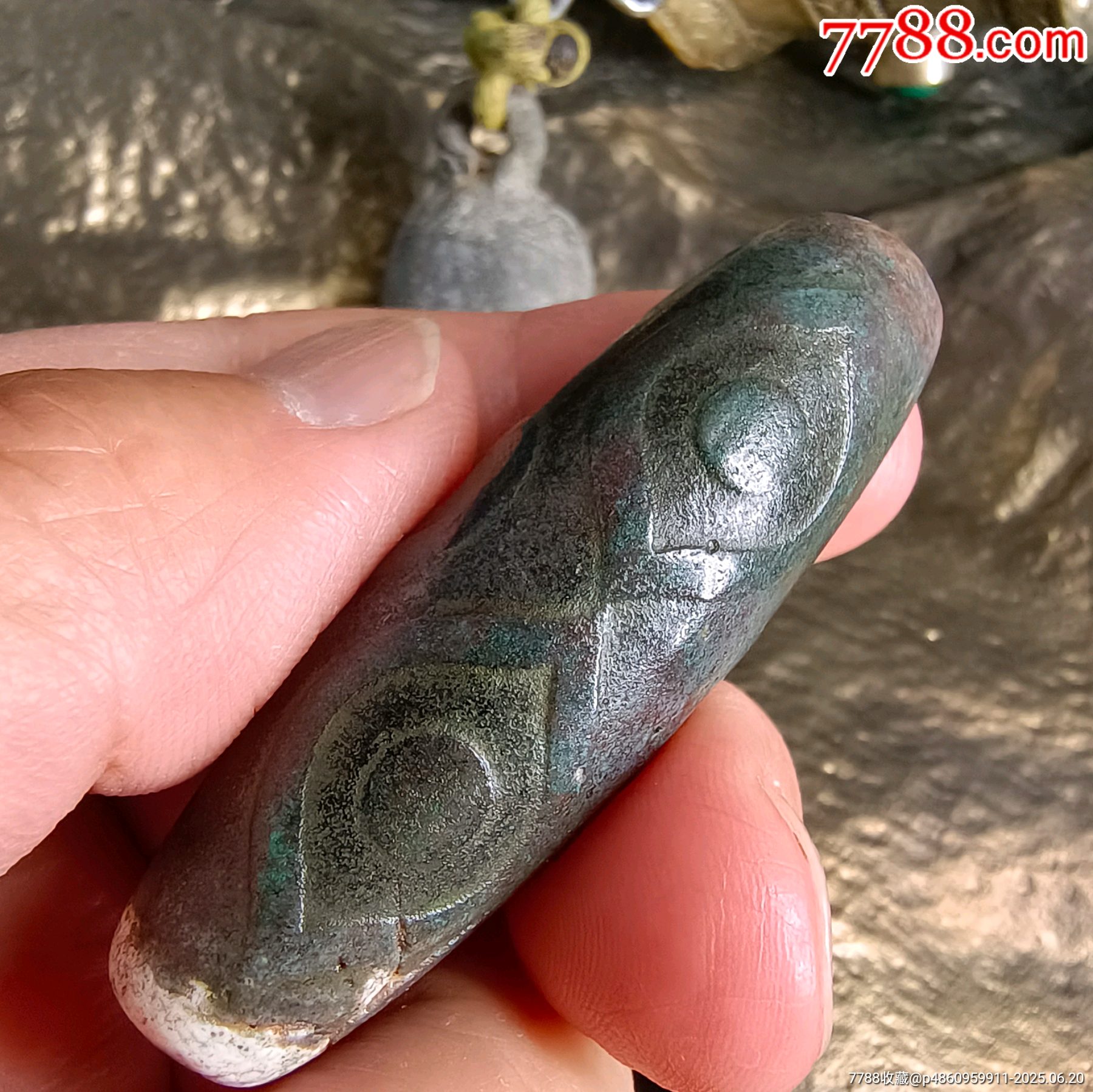 藏传佛教传承天降石佛六眼古天珠珍品-天珠-7788红宝书