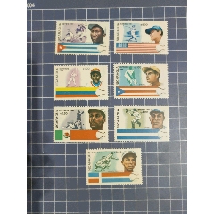 尼加拉瓜郵票1984年棒球史肖像和民族色彩7全_西門收藏品書店
