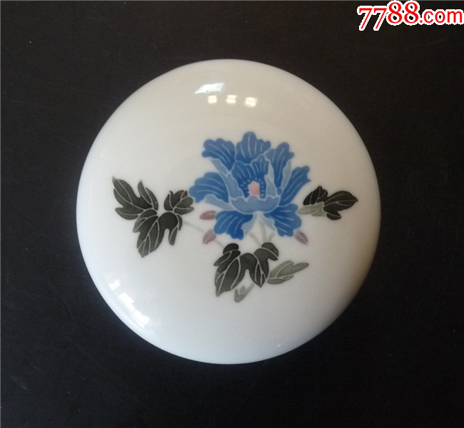 醴陵釉中彩芙蓉花印泥盒【】_旧瓷器_怀旧时光古玩店【7788旧书网】
