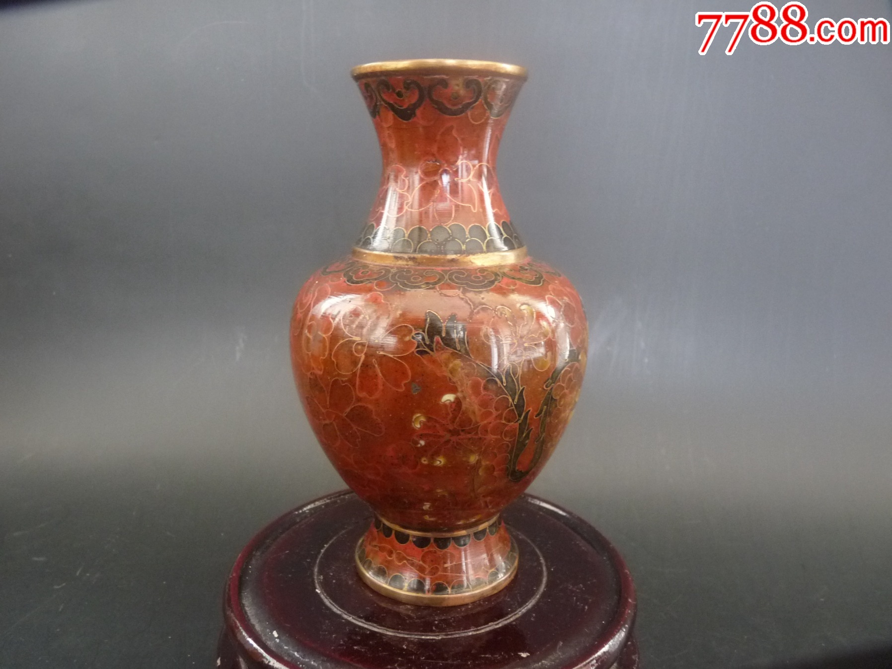 双龙戏珠景泰蓝瓶【铜胎】【】_其他景泰蓝/珐琅_怀旧时光古玩店【7788