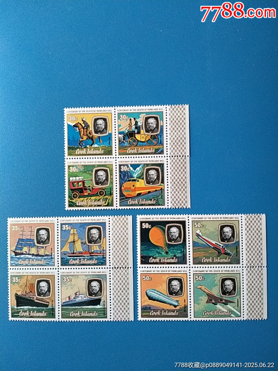 1979年库克群岛名人罗兰希尔和邮政运输工具，骑士和船及邮政飞机