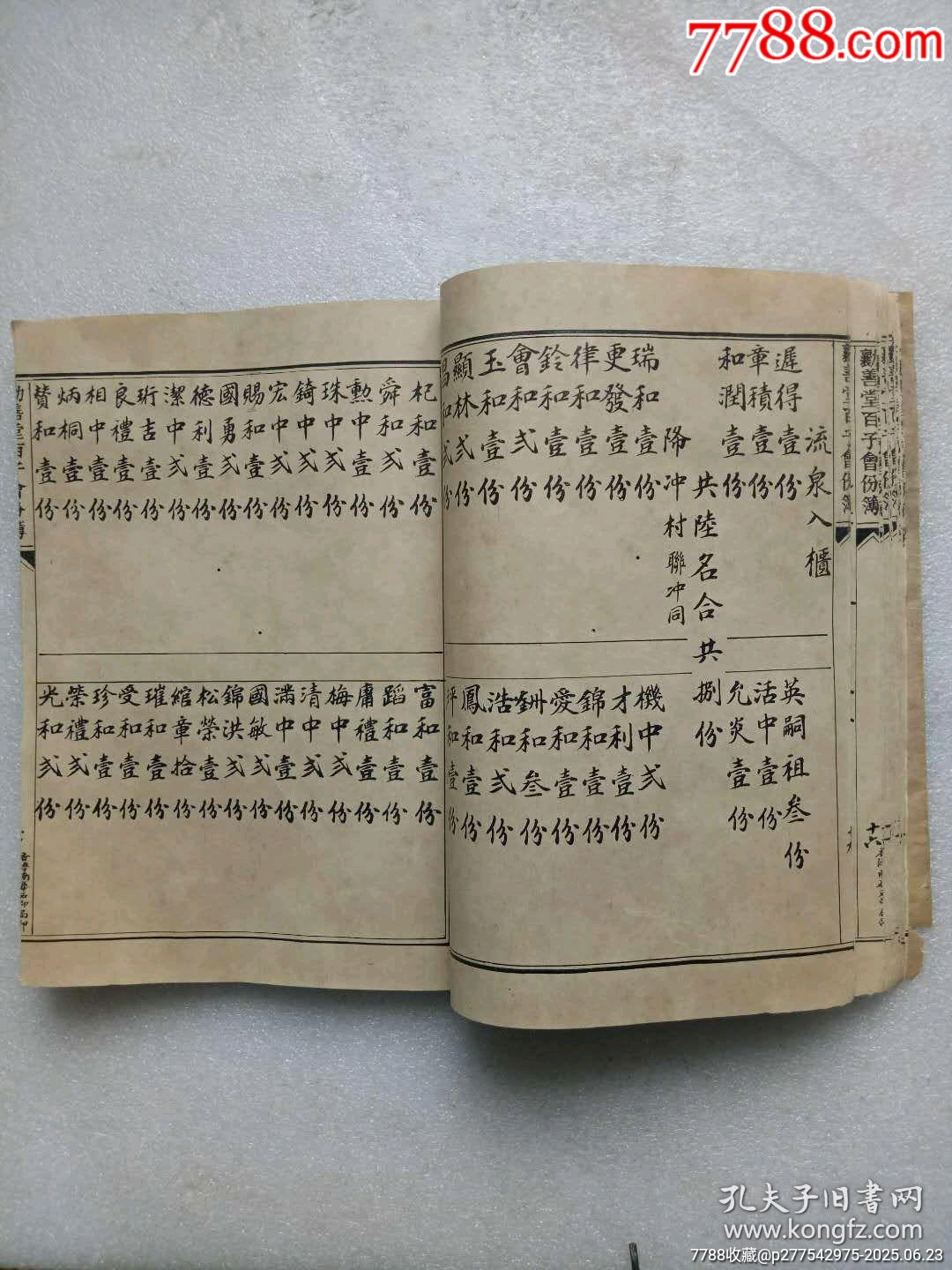 民國(guó)線裝：勸善堂百子會(huì)份芳名簿。一冊(cè)。_價(jià)格780元_第7張_7788收藏__收藏?zé)峋€