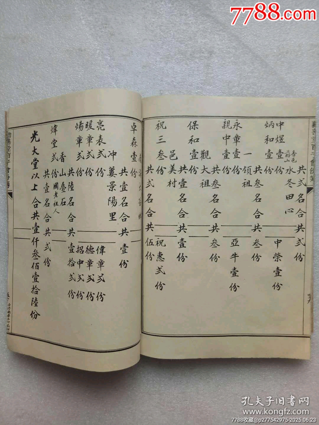 民國(guó)線裝：勸善堂百子會(huì)份芳名簿。一冊(cè)。_價(jià)格780元_第15張_7788收藏__收藏?zé)峋€