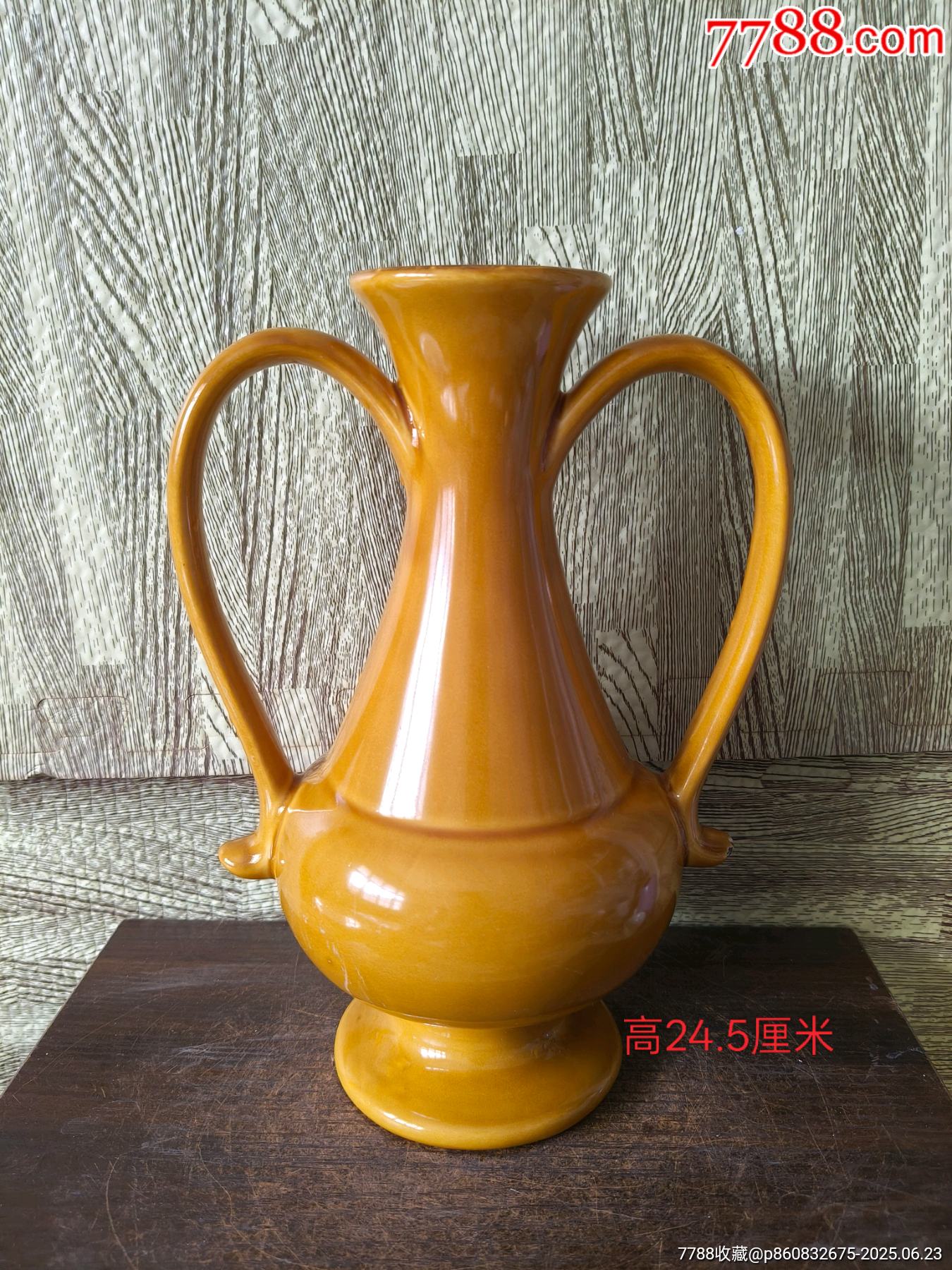 黄釉陶瓷花瓶_黄釉瓷_锦鑫古玩店【7788旧书网】