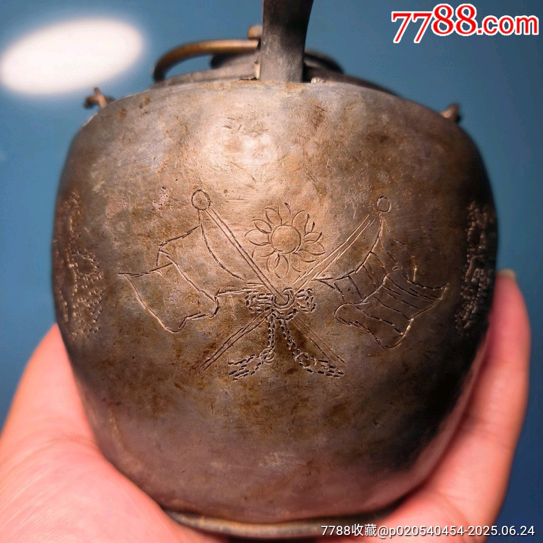 古玩舊藏珍珠底鏨刻錫壺雙旗泉苑茶莊白錫暖壺_價(jià)格3000元【雷雷的店】_第2張_7788收藏__收藏?zé)峋€