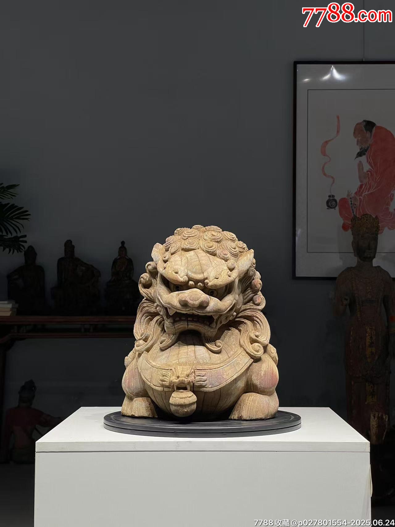 時代 木彫彫刻 大きな獅子頭 獅子舞 彩色 木彫 金彩 獅子頭 一対