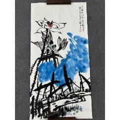 B48315号国画138×68cm作者：崔如琢国画写意花卉荷花冷碧新秋水