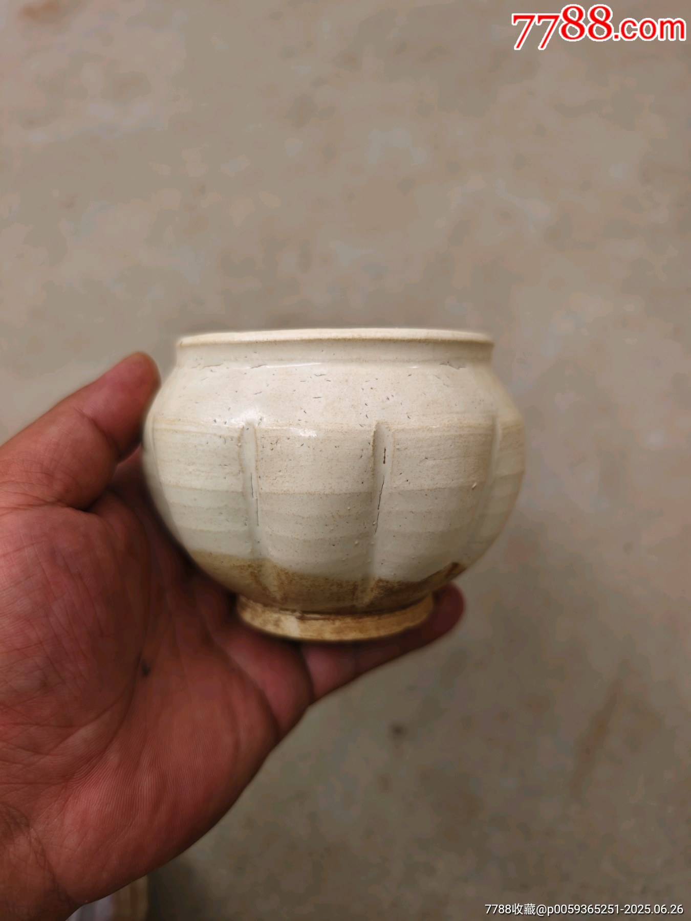 宋元时期白釉瓜棱罐完整尺寸见图-单色白瓷-7788锡器收藏