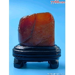63寿山三彩　芙蓉　瑞獣　上美品　篆刻展　印石　印材　3.5*3.5*3.25 寿山石桃花洞芙蓉石《瑞兽》椭圆印章篆刻书法印章闲章姓名章