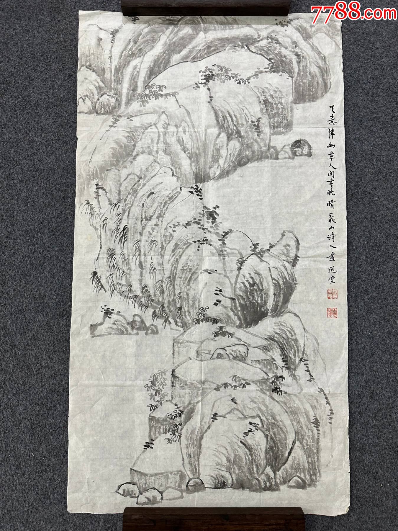 濛濛細雨写春意 手巻き画絵巻 中国水墨山水 紙本 肉筆 立軸 旧藏WWKK226 濛濛細雨写春意 手巻き画絵巻 中国水墨山水 紙本 肉筆 立軸