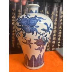 清代乾隆青花山水瓶，高22厘米-青花瓷-7788红宝书