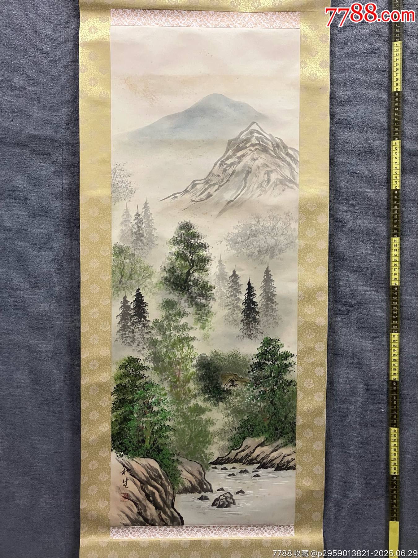 和生，设色山水《春山溪庐图》国画书法古玩字画装饰挂画。绢本绫