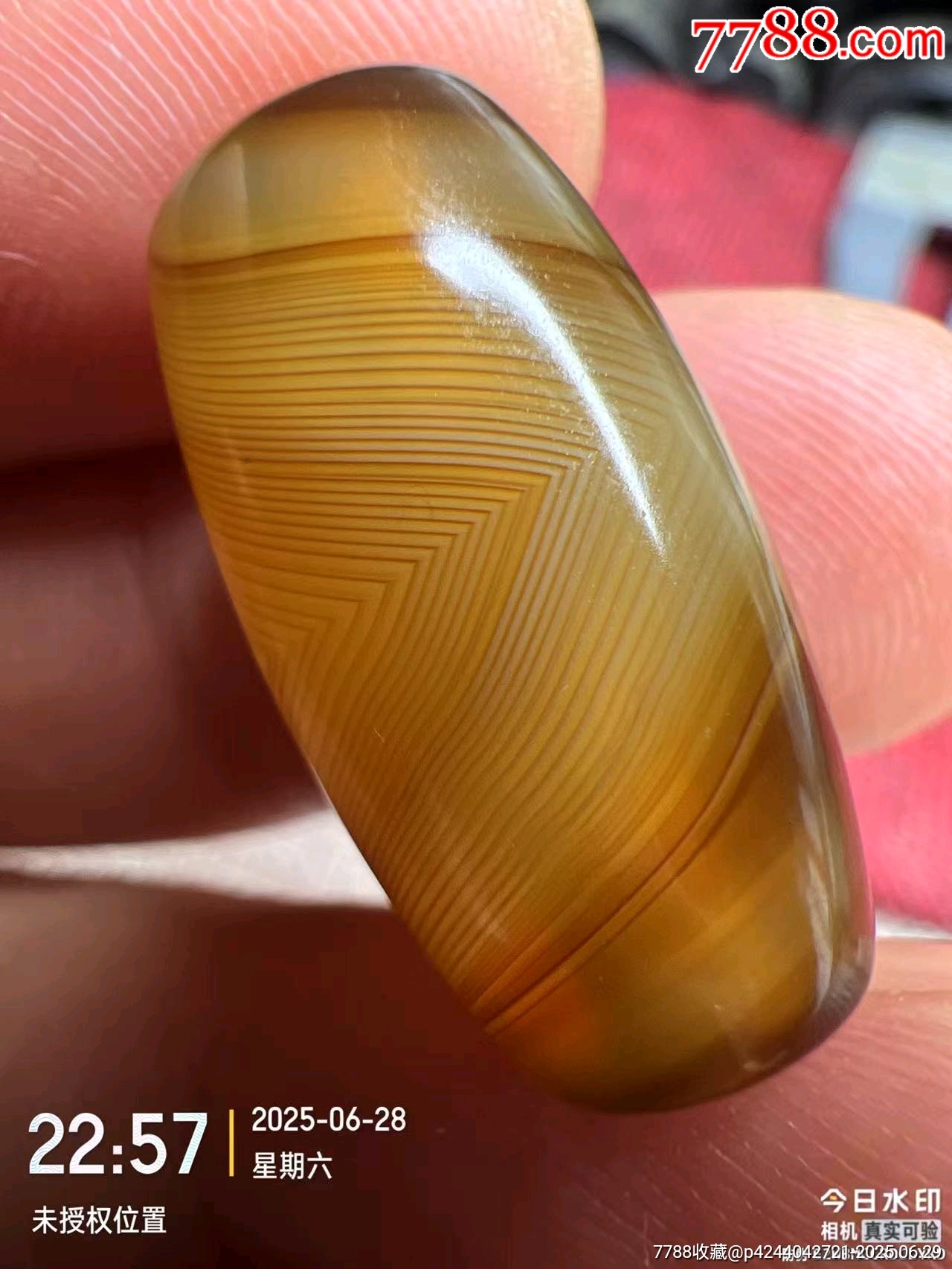 有些年头极品天然千层丝动丝天眼桶珠-玛瑙-7788红宝书