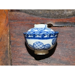 中国清時代　青花蓋物　幅12.6㎝　タサチ　東な7-0510① 中国清時代青花蓋物幅12.6㎝タサチ東な7-0510①