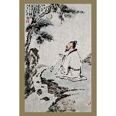 写意国画人物《风摇蕉叶听禅韵》-山水国画原作-7788旧书网