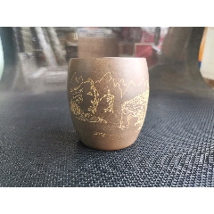 蔡乾元款紫砂山水诗文四方茶壶。_紫砂壶_古臻阁店【7788收藏】