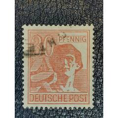 德國(guó)1947年英美法占區(qū)-工人30pf，信銷(xiāo)_龍行天下郵幣卡社