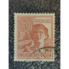 德國(guó)1947年英美法占區(qū)-工人60pf，信銷(xiāo)_龍行天下郵幣卡社