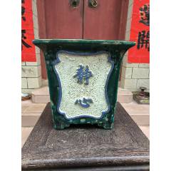 清時代　石湾窯　緑釉水注 清時代】【石湾窯】緑釉水注 美術品・アンティーク・コレクション