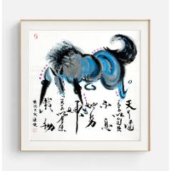 印刷】《宫本武藏枯木鸣鵙图》7212书画挂轴日本回流字画工艺画_