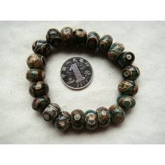 三眼艾叶绿天珠手链21颗shc_天珠_图片鉴赏_收藏价值_7788青花瓷收藏