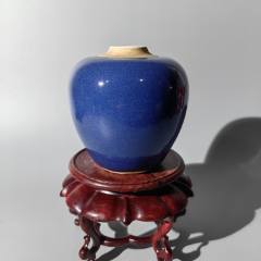 乾隆霁蓝釉西瓜罐矾红轧道什锦墨彩刻瓷五彩吹釉素三彩祭蓝_蓝釉瓷_图片