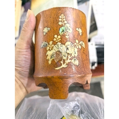 したん　中国　古竹彫刻　花彫　筆筒　V　6536 したん様専用 中国 古竹彫刻 花彫 筆筒 V 6536