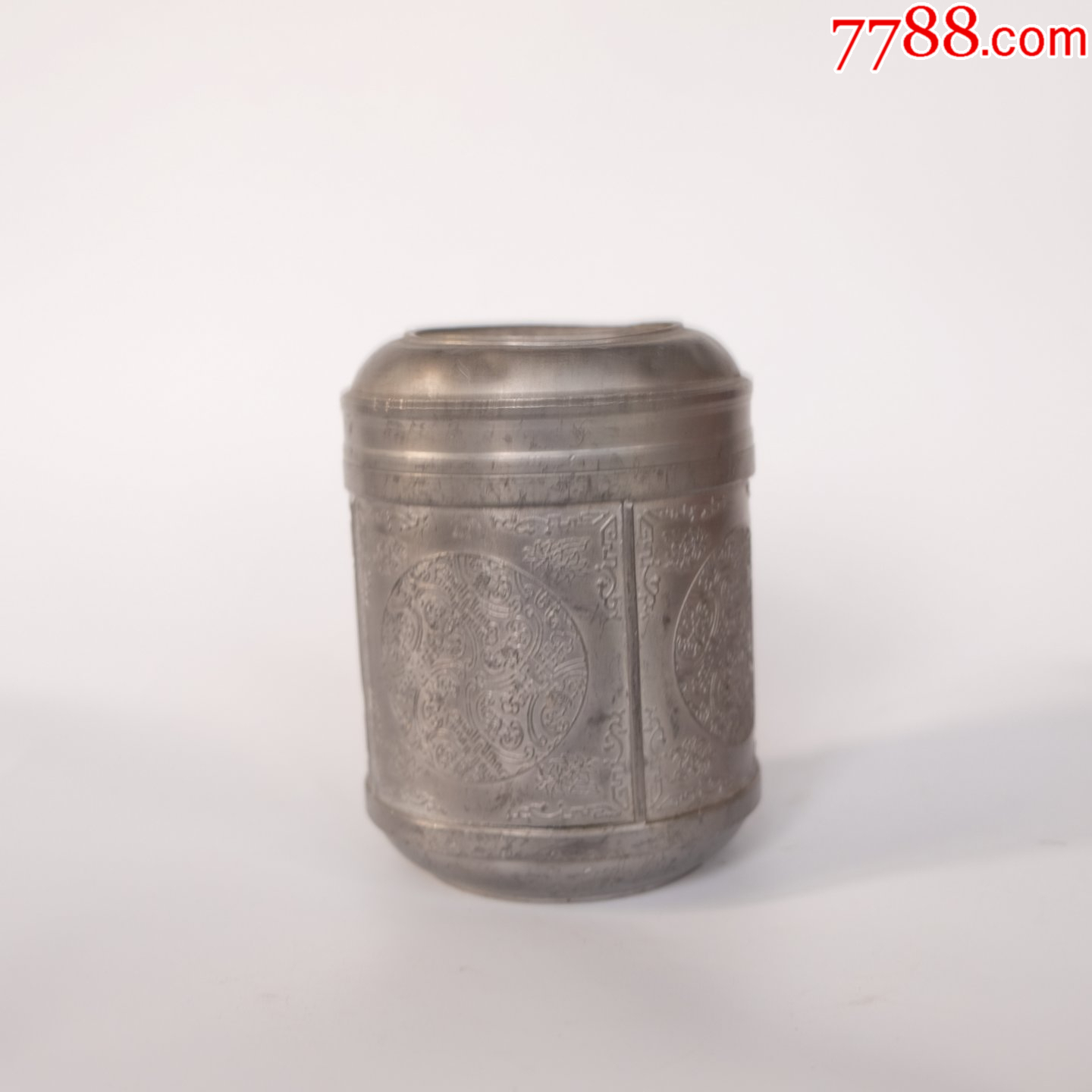 创汇时期锡茶叶罐四面开窗寿字纹老茶罐金骏眉古锡茶仓茶具茶入