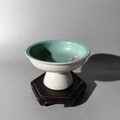 清末綠底軋道花卉高足盤茶器茶具杯子壺承蓋置湯吞茶盤茶托茶(se107518484)_清茗敘瓷丶