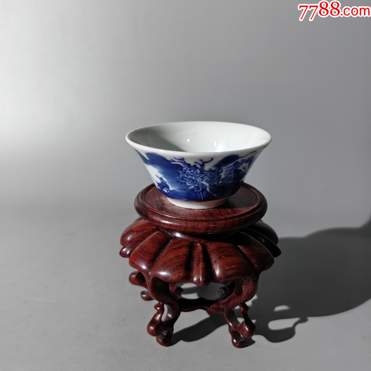 光緒青花山水人物馬蹄杯茶器茶具杯子壺承蓋置湯吞茶盤茶托茶_價(jià)格300元【清茗敘瓷丶】_第1張_7788收藏__收藏?zé)峋€