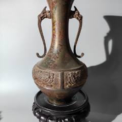 民國(guó)螭龍耳獅子繡球紋銅瓶(se107519300)_清茗敘瓷丶