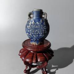 嘉庆霁蓝描金双龙戏珠碗古玩古董收藏青花粉彩浅绛彩刻瓷单色釉-蓝釉瓷