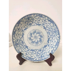 中国 青花 鳥纏枝花卉文盤 V R6802E 中国 青花 鳥纏枝花卉