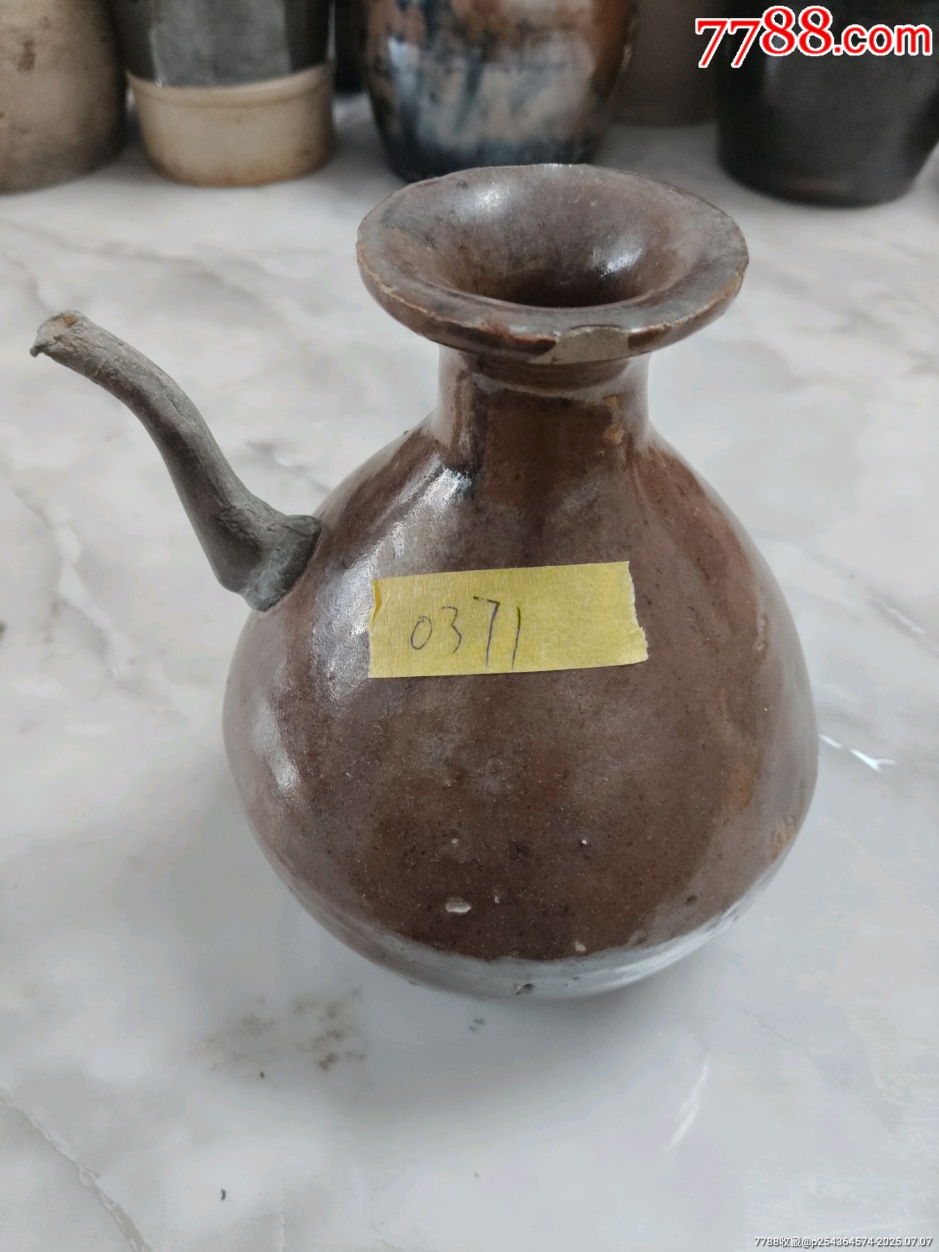 清朝酱釉大酒壶-花釉/窑变瓷-7788红宝书