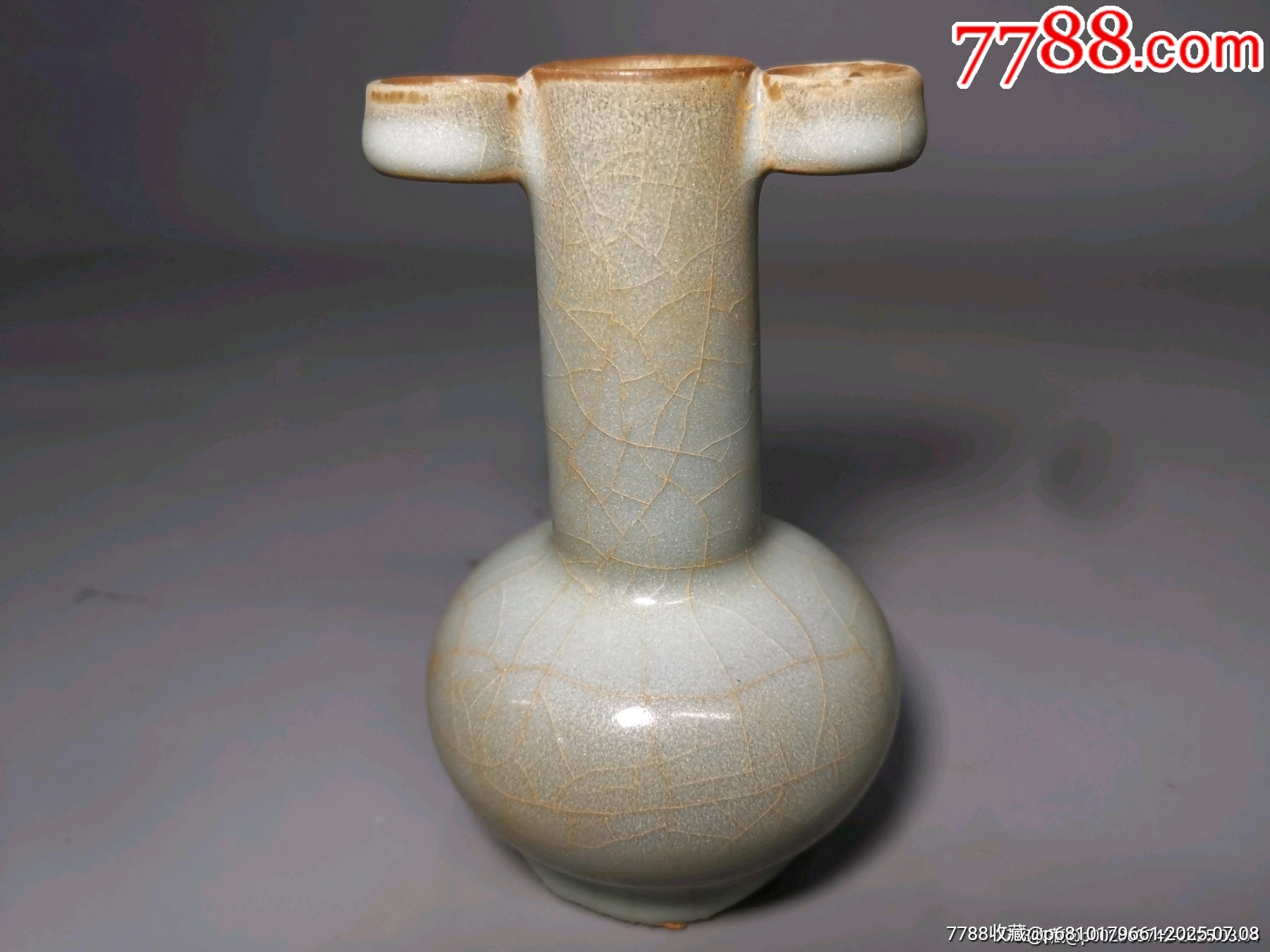 明代青瓷双耳瓶-青瓷/秘色瓷-7788铜炉收藏