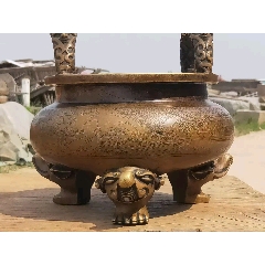 明代高浮雕神兽铜香炉！9-铜炉-7788红宝书