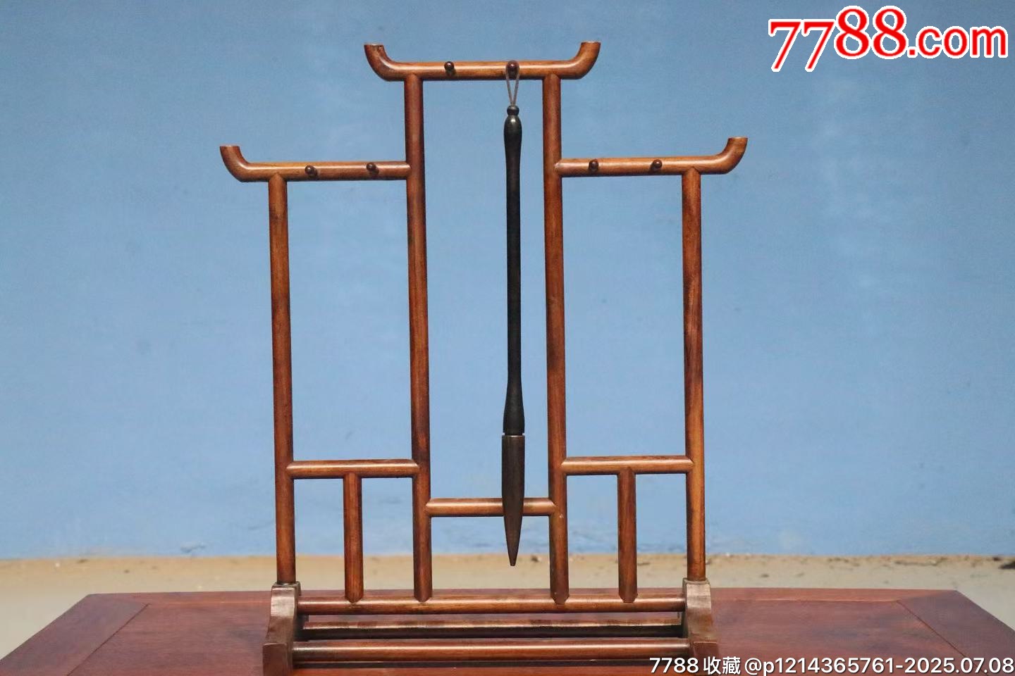 旧藏珍品老花梨木笔架纯手工制作隼铆结构文房毛笔架挂件摆件_木椅/凳_古典家具石雕【7788收藏__收藏热线】
