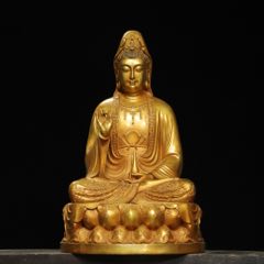 铜鎏金【观音菩萨】造像尺寸：高41厘米宽26厘米厚26厘米_铜像/铜佛像_