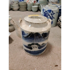 清代青花山水人物纹罐（满工双圈款）_青花瓷_御泓轩古玩玉器