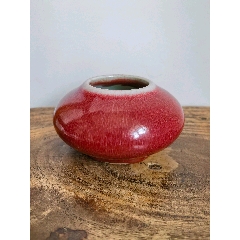 文房具　清康熙　 紅釉水盂/MT 2-66 A fine peachbloom-glazed beehive waterpot, Mark and period