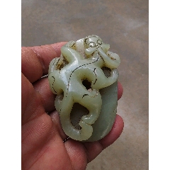 清代和田青白玉喜上眉梢文房笔洗品相不错玉质油润-和田玉-7788旧书网