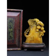 寿山石雕刻摆件印章.-寿山石印-7788红宝书