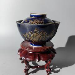 乾隆霁蓝釉西瓜罐矾红轧道什锦墨彩刻瓷五彩吹釉素三彩祭蓝_蓝釉瓷_图片