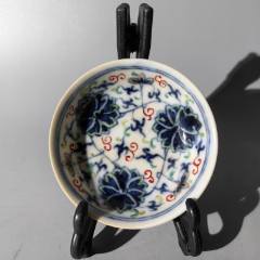 清代同治时期粉彩皮球花梅花型高足供盘/小果盘/杯托/壶承——小官